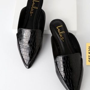 Black Snakeskin Mules (Never worn!)